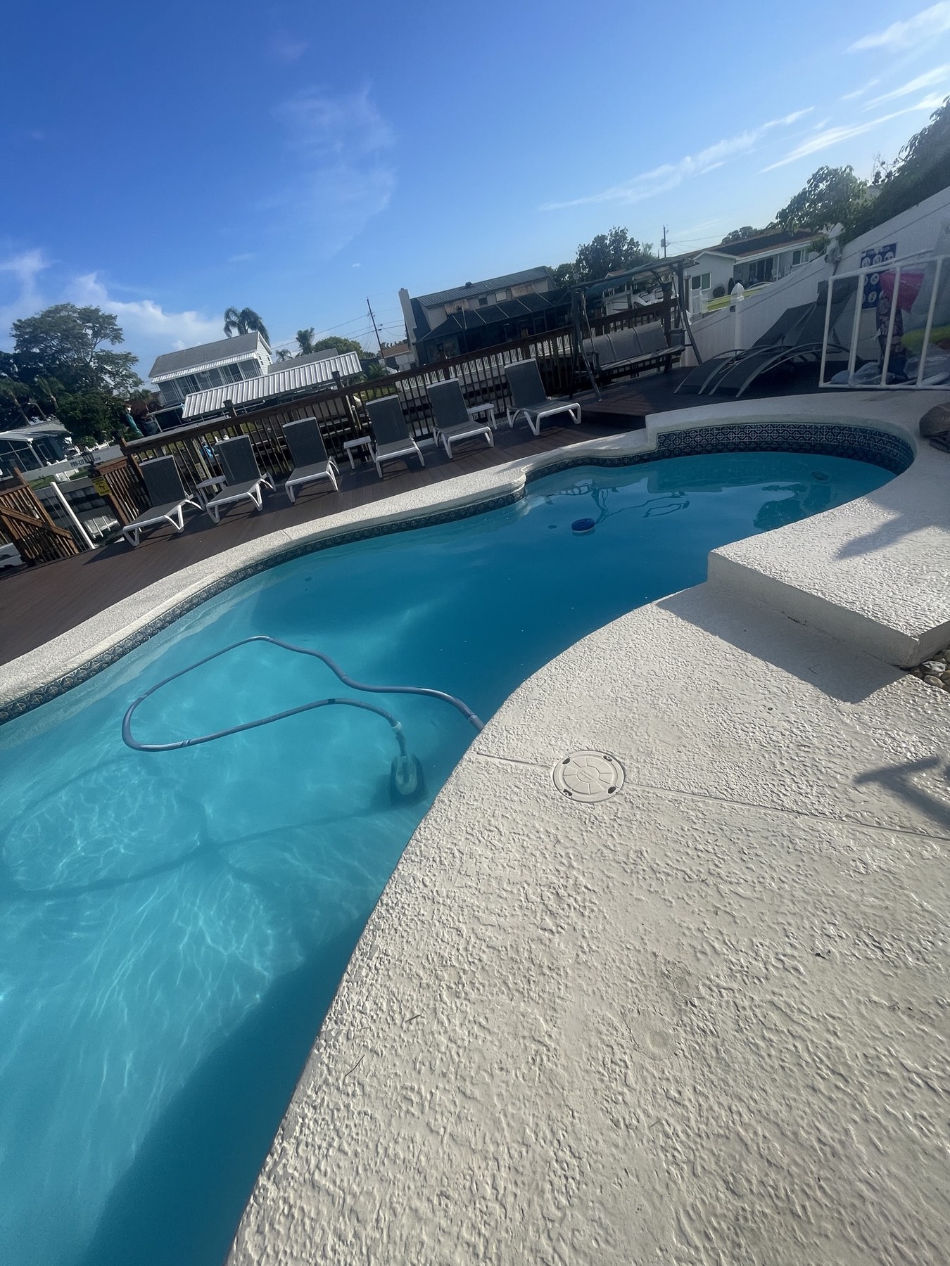 Clear residential pool maintained by Tampa VIP